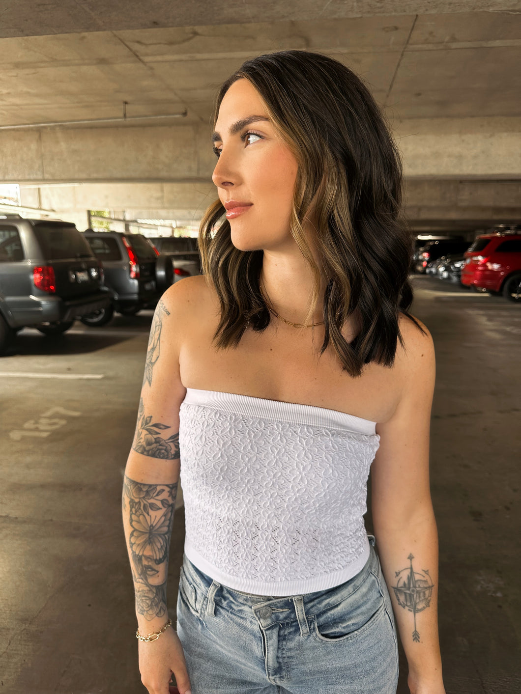 Everyday Floral Lace Tube Top Cloud