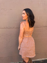 Load image into Gallery viewer, Peach Bourbon Gingham Romper
