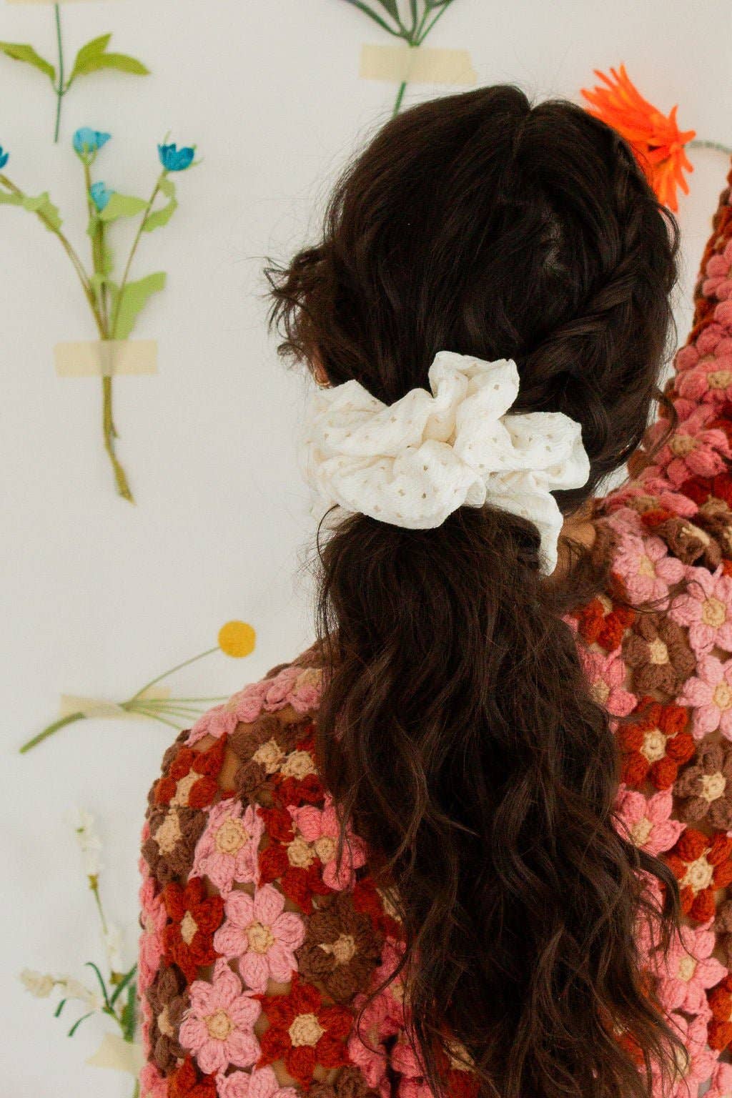 Ivory Eyelet Jumbo Scrunchie