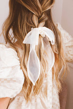 Load image into Gallery viewer, XOXO Cream Long Bow Scrunchie
