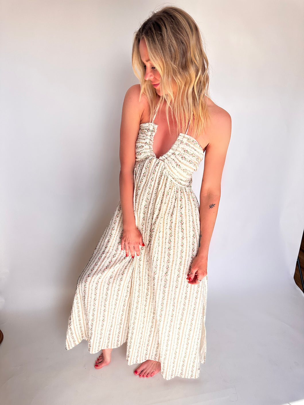 Rose Garden Maxi Halter Dress