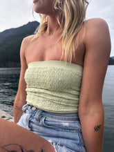 Load image into Gallery viewer, Everyday Floral Lace Tube Top Pistachio
