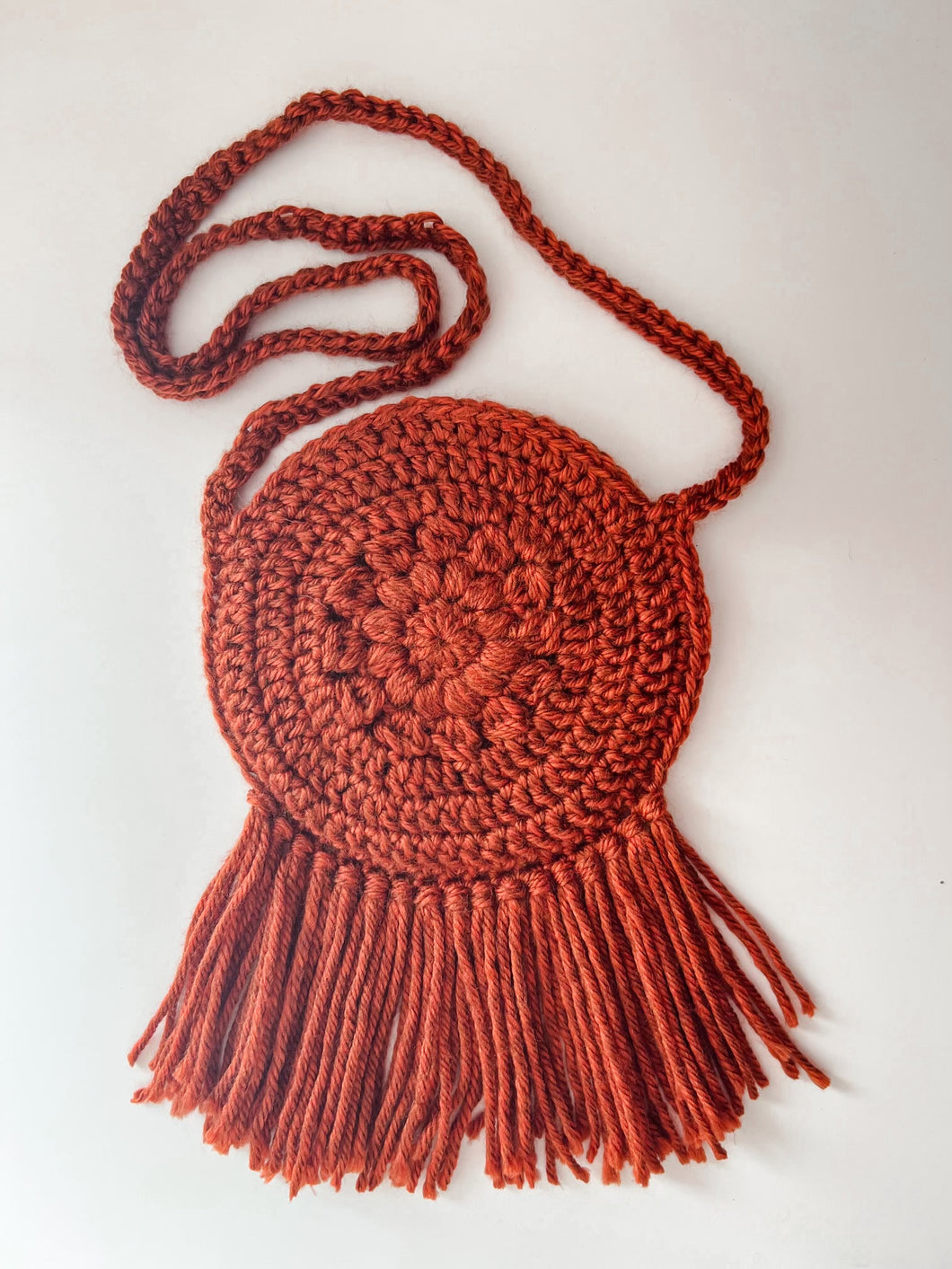 Flower & Fringe Mini Tote Rust