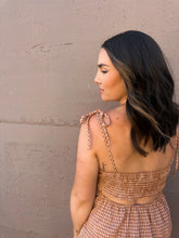 Load image into Gallery viewer, Peach Bourbon Gingham Romper
