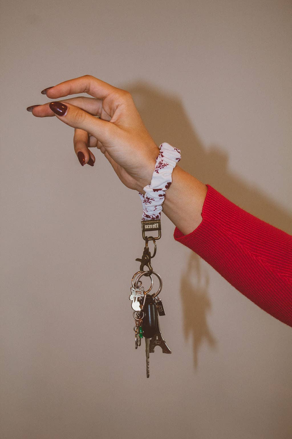 Maroon Floral Keychain