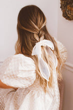 Load image into Gallery viewer, XOXO Cream Long Bow Scrunchie
