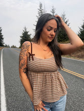 Load image into Gallery viewer, Mocha Gingham Tank
