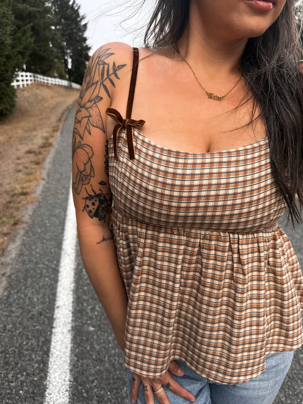 Mocha Gingham Tank