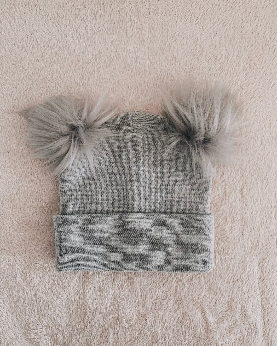 Double Pom Beanie Grey