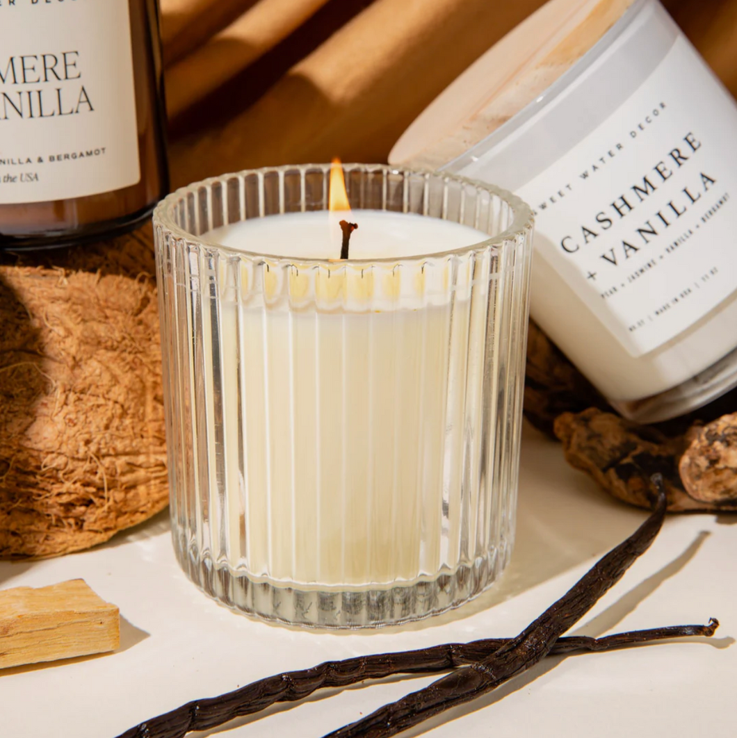 Vanilla Cashmere Ribbed Soy Candle