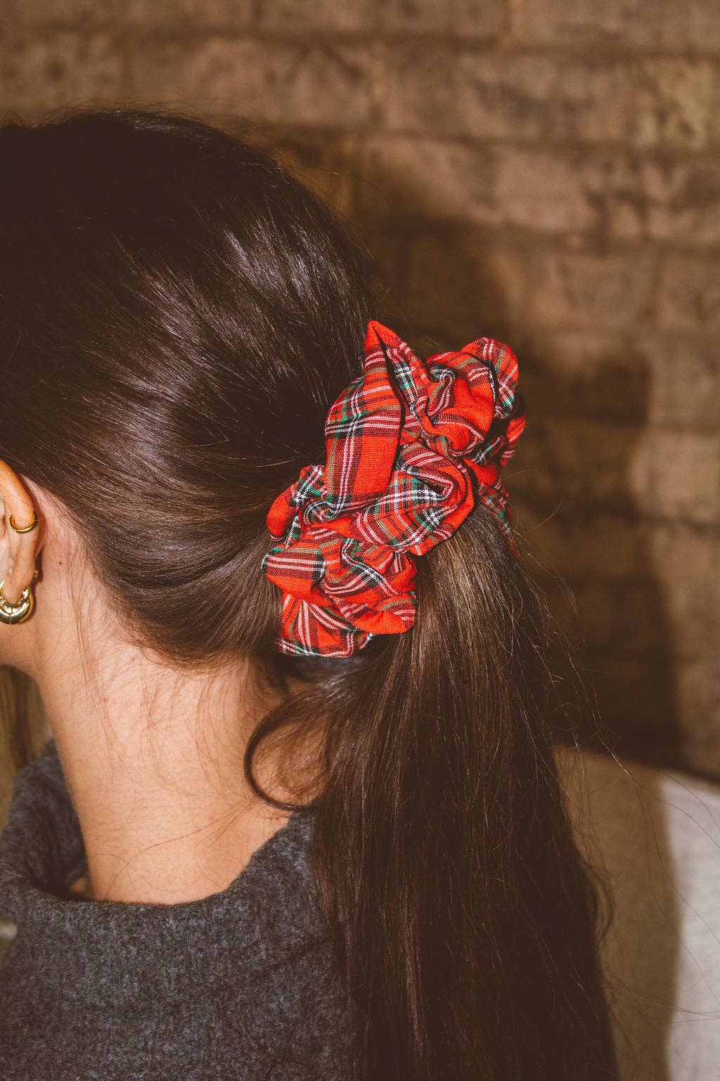 Festive Gingham Jumbo Scrunchie