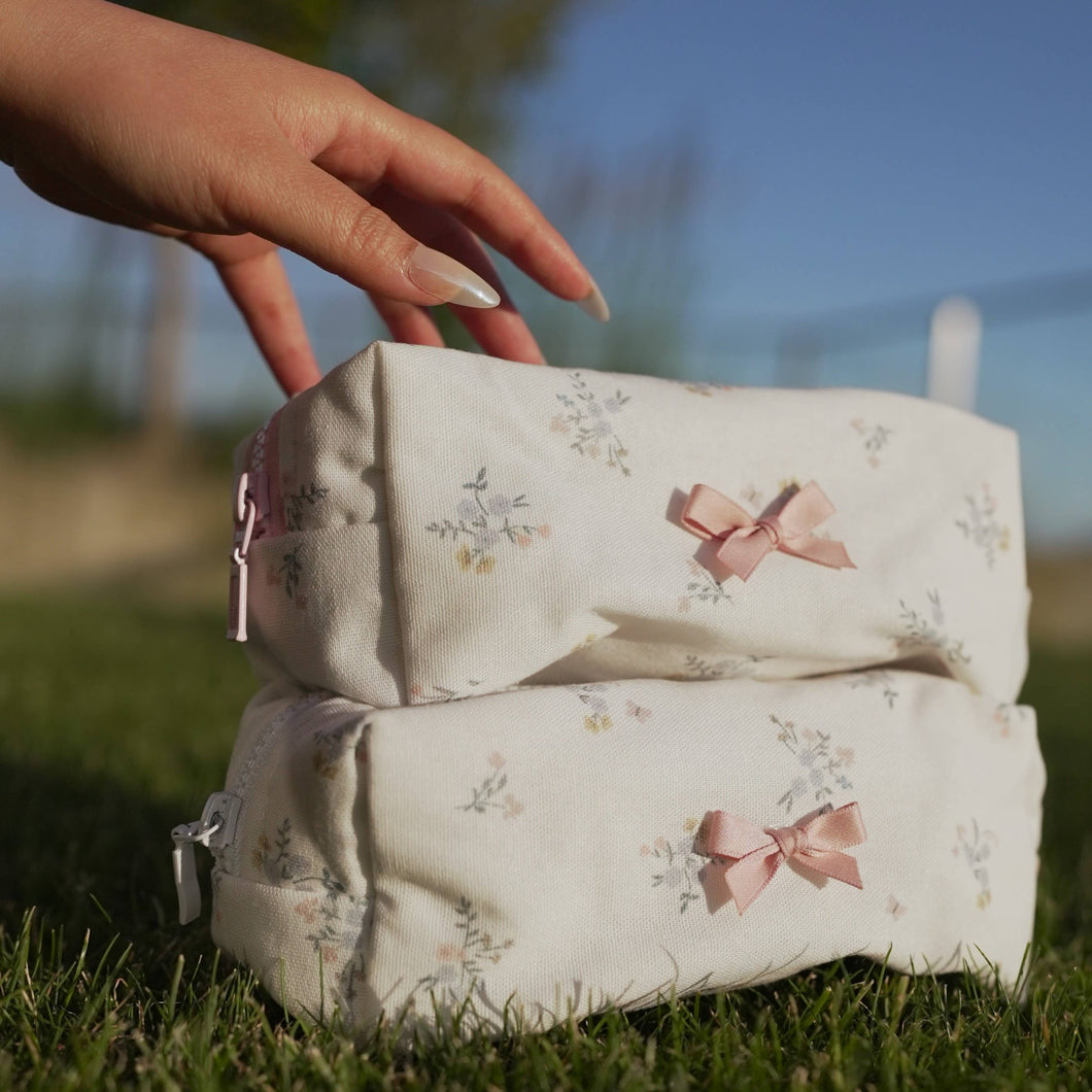 White Floral Makeup Bag